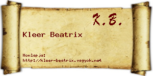 Kleer Beatrix névjegykártya